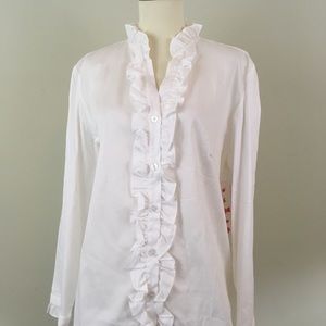 Kayce Hughes Buttondown Ruffle Top NWT